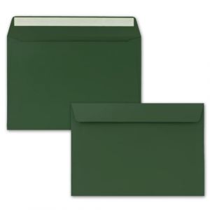Lot de 150 enveloppes - DIN C5 - Vert mousse (vert) - 16,2 x 22,9 cm - Fermeture adhésive - Enveloppes élégantes pour grandes invitations et cartes pour un anniversaire ou un mariage (GUSTAV NEUSER GmbH, neuf)