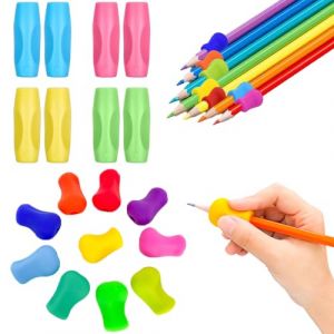 lurora2021 18 Pi&egrave;ces Enfant Stylo Aide Ecriture Grip Guide Doigts Ecriture Ergonomique Aide Ecriture Silicone Grips pour Crayon Pencil pour Que Les &Eacute;tudiants &Eacute;crivent Et S'entra&icirc;nent(Multicolore) (lurora2021, neuf)