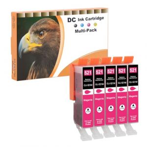 D&C CLI 521 Cartouches d'encre compatibles pour Canon CLI-521 M pour Canon Pixma IP3600 IP4600 IP4600X IP4700 MP540 MP550 MP560 MP620 MP630 MP640 MP640R MP980 MP990 MX860 MX870 (5 Magenta) (LOSMANN, neuf)