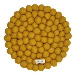 Gr&uuml;lt Sous-verres pour la maison - Sous-verres en feutre pour tasses, casseroles, po&ecirc;les et tasses, cueillies &agrave; la main au N&eacute;pal (Cercle 20 cm, jaune) (Danfe Gmbh, neuf)