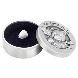 FINGERINSPIRE Bo&icirc;te &agrave; Souvenirs de Ma Premi&egrave;re Dent Bo&icirc;te-Cadeau en Forme D'Ours en Argent Antique Avec Support Organisateur de Collection de Dents Velours &agrave; L'Int&eacute;rieur pour Que B&eacute;b&eacute;s Gardent M&eacute;moire (FINGERINSPIRE FR, neuf)
