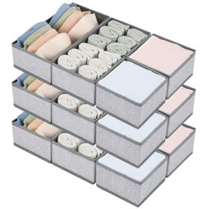 DIMJ Organisateur de Tiroirs De Rangement - S&eacute;parateurs de Tiroir Non Tiss&eacute;s, Bo&icirc;te Organisateur Dressing Rangement Gain de Place Pour Chaussettes, Cravates, 12 Pi&egrave;ces, Gris - Motif de Fourmi (lv zhu EU, neuf)