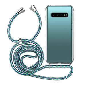 MyGadget Coque Cordon pour Samsung Galaxy S10 - Cover Bumper Silicone Transparent avec Collier - Case Tour de Cou - Protection Anti Choc - Lani&egrave;re Bleu Camouflage (DBSW Trading GmbH, neuf)