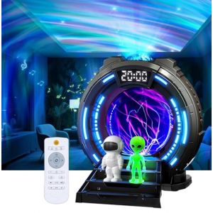 Projecteur Ciel Etoile Stargate Boule Lampe Plasma, Astronaute Veilleuse Projecteur Galaxie Aurores Bor&eacute;ales Avec Bruit Blanc, Enceinte,R&eacute;veil et T&eacute;l&eacute;commande pour Chambre Cadeaux Noel Enfants Adultes (amailtom, neuf)