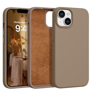 DUEDUE Coque pour iPhone 13, Silicone Fine Rigide Antichoc, Coque de T&eacute;l&eacute;phone pour iPhone 13 Protection Int&eacute;grale, Doublure Micro Fibre Anti Rayures Etui pour iPhone 13 6,1 Pouces,Brun (XL-Direct, neuf)