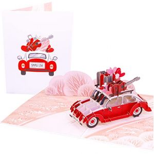 PopLife Love Bug Carte pop-up 3D en forme de voiture pour toutes les occasions &ndash; Saint-Valentin, f&ecirc;te des m&egrave;res, anniversaire de mariage, surprise d'anniversaire, mariage, remerciement, r&eacute;tablissement (PopLife, neuf)