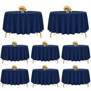 Pesonlook Lot de 8 nappes Rondes en Polyester Bleu Marine de 228 cm, lavables, Nappe Ronde Nappe Bleu Marine pour Mariage/f&ecirc;te/Banquet/Salle &agrave; Manger/Table de Buffet (Passioneed EU, neuf)
