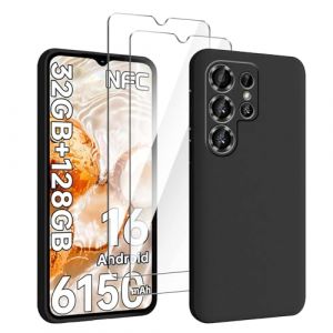 HuiYouMY Coque pour Doogee Note 56X Pro (6.56") avec 2 Pi&egrave;ces Verre Tremp&eacute; Protection &eacute;cran, Black Silicone TPU Souple Etui Housse Anti-Rayures Antichoc Case - Noir (SCDMY, neuf)