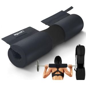 Mousse Barre Musculation avec Attache, Nylon Barbell Hip Thrust Pad Manchon de Barre, Protection pour Squat sur la Nuque, Coussin de barre de poids olympique,Haltérophilie Coussin Squat Lunges (Noir) (LAVVON, neuf)