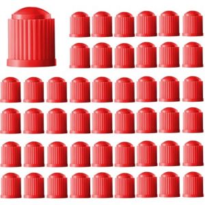 JEYORZY Bouchon de Valve Voiture, 48 Pieces Bouchon de Valve, Bouchon de Valve Voiture, Couvre-Valve Universel, Bouchon Valve Pneu Voiture en Plastique avec Joint d'étanchéité pour Moto Camions, rouge (Wacicy EU, neuf)