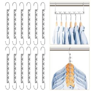 Sindax Cintre Gain de Place, Cintres Metal Magiques INOX Antid&eacute;rapant, Multifonctionnel Organisateur de Cintre Gain de Place dans Les Placards (Lot de 12) (Sindax, neuf)