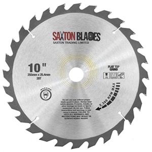 Saxton Lame de scie circulaire TCT à tête plate 255 mm x 28 dents x 25,4 mm alésage compatible Evolution (saxton trading, neuf)