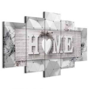 murando - Tableau décoratif créatif 225x112,5 cm - Impression sur toile en noir et blanc - Maison bois inscriptions géométriques moderne en anglais texture background m-C-0251-b-n (murando, neuf)