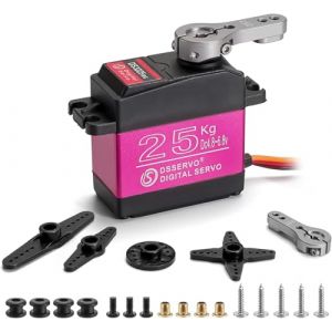 Kolrid RC Servo Servo de direction numérique étanche à couple élevé 25 kg Servo numérique Modélisme Engrenage métallique Servos DS3225 pour robot de voiture RC 1/10 1/8 (YIJinfan, neuf)
