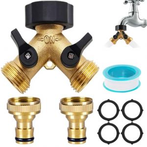LYPPUL Robinet Double Sortie Machine a Lave, 2 Voies Adaptateur Robinet, 3/4 Pouces Raccord en Y Répartiteur de Robinet de Jardin en Laiton, Connecteur De Robinet pour Famille,Jardin (DongGuanShi LeYu ShangMao YouXianGongSi, neuf)