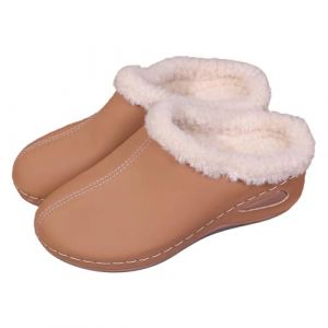 Chaussons Chauds Femme Pantoufle Mule Femme - Chaussures d'hiver &agrave; enfiler l'int&eacute;rieur et l'ext&eacute;rieur sabots et douillets doubl&eacute;s en fausse fourrure avec talon inclin&eacute; semelle en polaire chaude (xqYSmk, neuf)