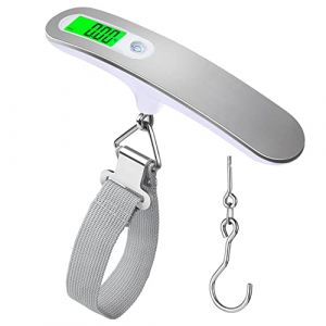 Pèse-bagages Balance de poids de bagage de haute précision Balance de valise portable Balance numérique électronique de poche 110 Lb / 50Kg Balance numérique suspendue pour voyage avec crochet (blanc) (DUCK MOON LIMITED, neuf)