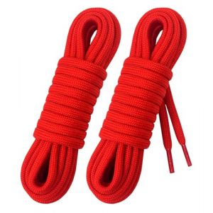 Laceter 2 Paires de Lacets Ronds Épais 4mm pour Bottes, Chaussures de Sécurité, Randonnée, Dr Martens, Travail, Outdoor - Robustes et Confortables - Fabriqués en Europe - Longueur 120 cm, Rouge (Lace'ter, neuf)