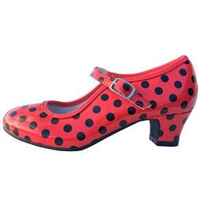 La Senorita Chaussures Flamenco Espagnol de Danse - Rouge Noir, Rouge, 25 EU (Robe Espagnole, neuf)