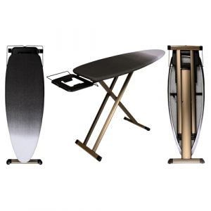 Table à Repasser GoldVIP|Zone de Repassage 130x47 cm|Aluminium anodisé Exclusif|Protections + roulettes|Résistante, légère et Stable|Support de Fer à Repasser Coulissant|Hauteur réglable 100 cm (VipMenaje, neuf)