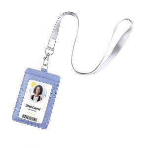 Porte-badge en cuir véritable avec cordon, doux, porte-carte d'identité, jusqu'à 20 couleurs et grains au choix, parmi plusieurs emplacements pour cartes, étui vertical pour badge de travail (chongqinhan, neuf)