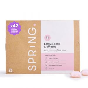 SPRiNG - Lessive Fleur Poudrée 42 Capsules - Fraîcheur Longue Durée - Nettoyage Efficace - Parfum Agréable - Formule Clean - Éco-responsable (SPRiNG, neuf)
