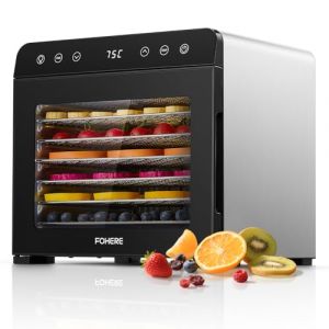 FOHERE Deshydrateur Alimentaire avec 8 Plateaux en Inox, Contr&ocirc;le Tactile LED, D&eacute;shydrateur avec Minuterie 48h et Temp&eacute;rature 35-75&deg;C, pour Fruits, L&eacute;gumes, Viande, Jerky, Herbes, Snacks Pour Animaux (Fuduosii, neuf)