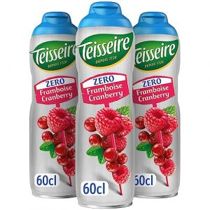 Teisseire Zéro Sucre, Sirop de Framboise Cranberry pour Boisson Rafraîchissante, Cocktails, Bidon 3x60cl (THE SIROP SHOP, neuf)