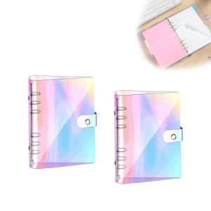 HUANR Classeur A6, 2 Pièces Classeur Budget, Anneau Couleur Transparente, Classeur A6 6 Anneaux, Organiseur A6 avec Boutons, Classeur Souple pour Albums Photos, Agendas, Dossiers (HUANGR, neuf)