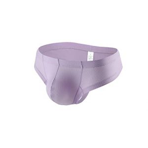 Faringoto Sous-v&ecirc;tements en fil de soie glac&eacute;e pour homme, couleur unie, string respirant, violet, Large (Faringoto, neuf)