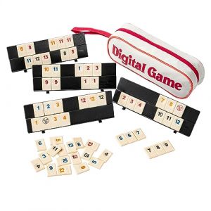 Wisplye Mini Jeu de Rami Classique avec 106 Tuiles, 4 Supports de Jeu et 1 Sac de Voyage, Jeu de Société Rummy Chiffres pour 2 à 4 Joueurs, Adultes et Enfants 7 Ans et Plus (AMPHOLY VORTEXA S.R.L., neuf)