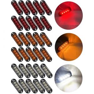 Krtopo 30X 4 LED Feux Gabarit Remorque 12 / 24V Feux de Marquage Latéral Remorque Lampe 3000K LumièRe D’Avertissement Pour Camion Rv Caravane (Rouge+Jaune+Blanc) (aqhtrade, neuf)