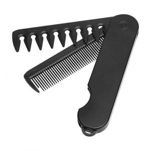 Peigne &agrave; barbe 2 en 1 &ndash; Tondeuse compacte pliable | Dents fines et larges pour moustache homme | Outil de soins personnels l&eacute;ger pour voyage, bureau, coiffage quotidien, fa&ccedil;onnage des cheveux (tianwink, neuf)