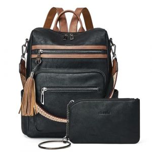 Shrrie Sac &agrave; Dos Femme, Sacs &agrave; Main Port&eacute;s Dos en PU Cuir, &Eacute;l&eacute;gant Imperm&eacute;able Sac &agrave; Dos Antivol Convertible avec Bandouli&egrave;re Amovible pour Travail Voyage College Cadeau-Noir et marron (Shrrie, neuf)