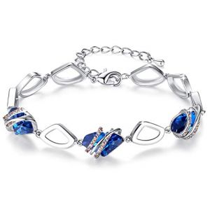 Leafael Collier &agrave; pendentif femme en Pierre de Souhait, collier femme argent&eacute; ou plaqu&eacute; or rose avec cristaux de pierre de naissance, Sans allergie bijoux femme avec bo&icirc;te cadeau (Leafael Jewelry USA Official Brand Store, neuf)