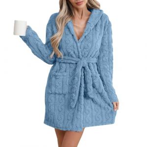G&eacute;n&eacute;rique Robe De Chambre Femme Polaire Chaud Sortie De Bain Femme Court Couleur Unie Peignoirs Fr&uuml;hling Robe Polaire No&euml;l 2#Bleu M (opcvje, neuf)