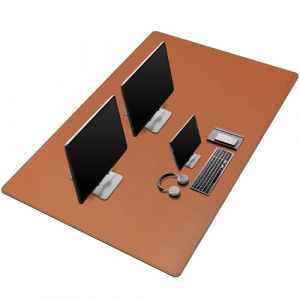 Mydours Tapis de Bureau en Cuir, 140x70cm Grand Tapis de Souris, Buvard de Bureau en Cuir PU Imperméable, Tapis de Bureau pour Ordinateur Portable pour Le Bureau et la Maiso (Marron) (Mydours Office-supplies Direct, neuf)