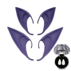 MLRUQRX 2 Paires Oreille Elfe Femme Elf Ears Latex Fée Oreilles En Latex Pour Cosplay Oreilles D'Elfe Halloween Noël Toute Soirée À Thème 10Cm/12Cm Avec 1 Paire De Prothèses Dentaires (TIAN  SHUO  DE DIAN, neuf)