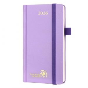 POPRUN Agenda de Poche 2026 Semainier 16,5 x 9 cm - Couverture Rigide, Petit Weekly Planner D'Jan 2026 à Déc 2026-12 Mois, Avec signet à 2 rubans, Papier 80 g/m², Violet (Time Works Wonders, neuf)