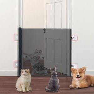 Barriere De Securite Retractable pour Bébés Enfant Et Chiens, 130/110x78 Cm Porte De Bébé Rétractable, Aucun Perçage Requis Porte De Chien, Barriere De Securite Enfant sans Percage pour Escaliers (paerif, neuf)