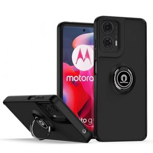 EASSGU Coque pour Motorola Moto E14 / G04S / G04 / G24 / G24 Power (6.5" inches), Ring Stand Clear Etui, Antichoc, Dropproof TPU Silicone Bumper Phone Case - Le Noir (EASSGU, neuf)