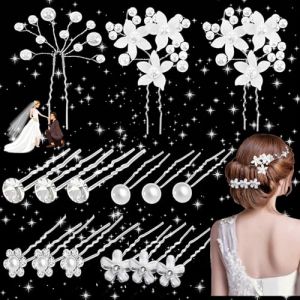 dcas 15 Pi&egrave;ces &Eacute;pingle &agrave; Cheveux De Marriage De U Set, Perle De Mari&eacute;e De U Bijoux Cheveux Mariage En P&eacute;tale, &Eacute;pingles &agrave; Cheveux De Mariage Avec Perles Et Fleurs, Accessoire Strass Perle De U (6Forme) (dcast-55SVEGNER, neuf)