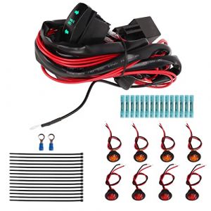 Kit de Clignotants UTV, Faisceau de 40 Pieds 12V 40A Relais Clignotant Universel Interrupteur &agrave; Bascule Clignotant Street Legal Kit pour Can Am, Kit de Feux de Signalisation de Mot (Commutateur Vert (Liwords, neuf)