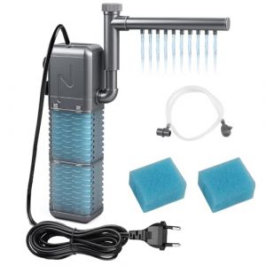 EXLECO Filtre Aquarium R&eacute;glable 800L/H 1.1M Filtre int&eacute;rieur Aquarium 9W avec 2 &Eacute;ponges Filtrantes, Pompe D'aquarium Silencieux avec Barre de Pulv&eacute;risation et Cartouche pour 20-50L Petit R&eacute;servoir (ZLH2019, neuf)