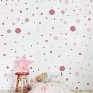HENGBIRD - Lot de 140 autocollants muraux pour chambre d'enfant - Motif à pois rose pastel - Autocollants muraux vinyle durables et réutilisables - Pour enfants et salles de jeux (TianYang, neuf)