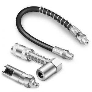 LWMTT 3 Pièces Adaptateur de Graisse avec Tuyau de 30 cm, Coupleur de Graisse à 3 Mâchoires, Coupleur de Graisse à Aangle Droit pour la Plupart des Pompe à Graisse Manuelle (CONSTANSHOP, neuf)