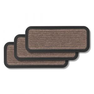 Astra Paillasson extérieur et intérieur - Lot de 3 25 x 60 cm Lignes Marron - Paillasson antidérapant - Tapis Anti-salissures résistant - Paillasson extérieur pour marches (Carpido, neuf)