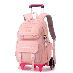 IvyH Cartable &agrave; Roulette Enfants Sac &agrave; Dos Chariot Cartable Primaire Garcon Fille &acirc;g&eacute;s de 7 &agrave; 14 Ans, 30L, Rose (IvyH, neuf)