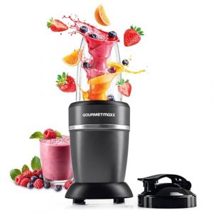 GOURMETmaxx Mixeur et smoothie Maker de 4 pièces | Mixeur électrique pour smoothie de vitamines à emporter | Nutrition Mixer avec couvercle anti-fuite | Blender, Food Processor pour smoothies & Co. (DS e-Sales GmbH, neuf)