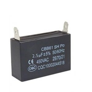 Condensateur CBB61 avec 2 connecteurs 2.5 uF 450V 25/70/21. Condensateur de démarrage de moteur 1 Pièce. (2,5μF) (Synn53, neuf)